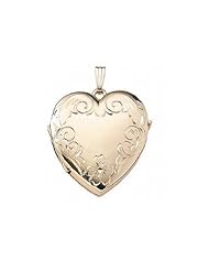 Solid 14K Yellow Gold Heart Four Photo Locket 1-1/4 inch x 1-1/4 inch Solid 14K Yellow Gold