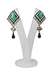 Bollywood Fashion Dangle Earrings Green Stone Kundan Chandeliers