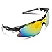 RIVBOS 802 Polarized Sports Sunglasses with 5 Set Interchangeable Lenses for Cycling