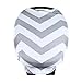 Baby Car Seat Cover and Canopy and Nursing Cover Stretchy Baby Shower Gift (Grey, White Chevron)