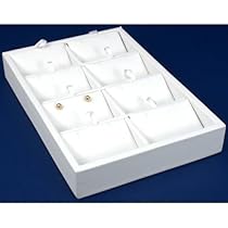 White Leather 8 Slot Pendant Display Tray Jewelry Case