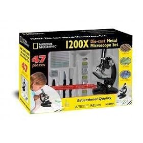 47 Piece 1200X Die Cast Microscope Set - - Kids Childrens Science Educational Toy Kit