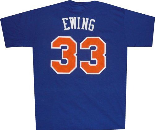 New York Knicks Patrick Ewing 1994 Adidas Throwback Net Print Gametime T Shirt SMALL