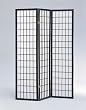 3-Panel Black Wood Shoji Screen / Room Divider
