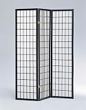 3-Panel Black Wood Shoji Screen / Room Divider