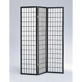 3-Panel Black Wood Shoji Screen / Room Divider