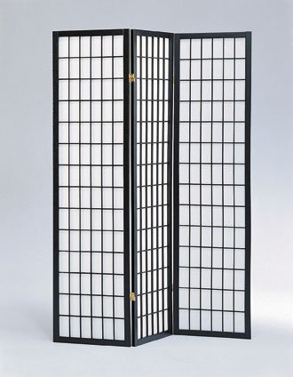 Kitchen: 3 Panel Black Wood Shoji Screen / Room Divider