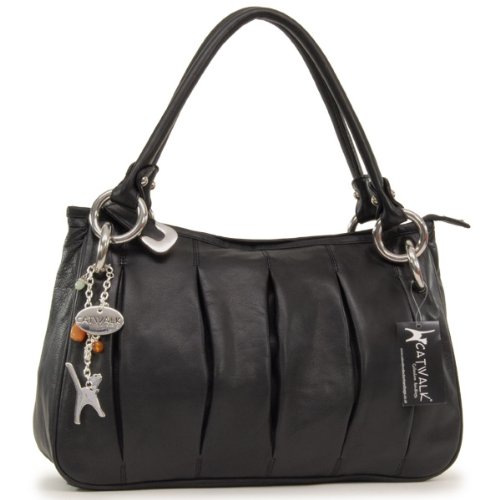 Catwalk Collection Leather Shoulder Bag - Chloe - Black