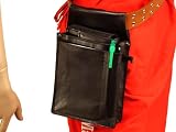 Kellner-Gürteltasche 5, schwarz, Rindleder verstärkt