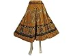 Cotton Ethnic Embroidered Skirt Brown Black Butterfly Print Womens Circular Tie Skirt