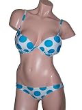 Biquini Brasil Blue Big Dot Push Up Brazilian Bikini Swimsuit Medium