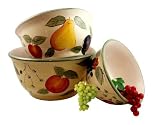 3PC MIXING BOWLS, SALAD BOWLS, APPLE,PEAR FRUIT DECOR