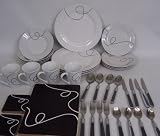 Scribble 40 Pce Coordinated Crockery & Cutlery Set