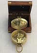 Brass Lensatic Desktop Compass w/Wooden Box: Military Style