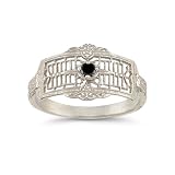 Vintage Filigree Black Diamond Cigar Band in .925 Sterling Silver