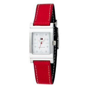 Tommy Hilfiger Women's 1780565 Crystal Reversible Red And Navy Leather Strap Watch
