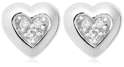 10k White Gold Diamond Heart Earring (.04 cttw, I-J Color, I2-I3 Clarity)