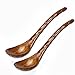 XHHOME 2pcs Hand-made Solid Wood Soup Spoon (deep color)