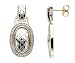 14K Yellow Gold and Sterling Silver Diamond Snake Skin Earrings, Oval