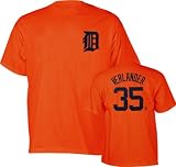 Detroit Tigers Justin Verlander Orange Jersey T-ShirtMedium