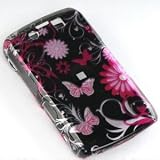 Premium Designer Hard Crystal Snap-on Case for the Blackberry Storm Ii 9550 (Verizon) - Cool Pink Butterfly Print