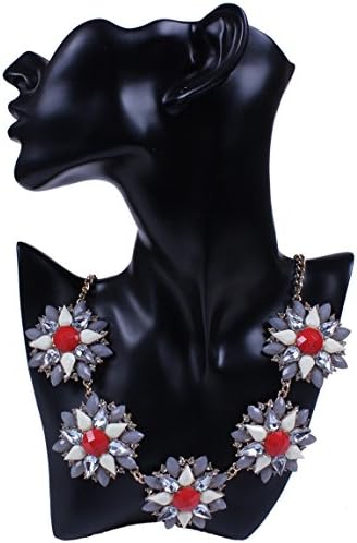 Winson Daisy Flower Resin Crystal Rhinestone Bead Charms Statement Collar Necklace