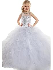 Girls Floor Length  High-Neck Lace  Ball Gown Flower-Girl Dress/Pageant Dress/Wedding Dress 