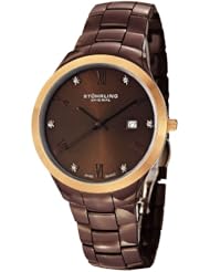 Stuhrling Original Womens 962.126Z59 Leisure Ceramic Celine Swiss Quartz Swarovski Crystal Date Brown Bracelet Watch