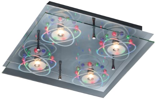 Trio-Leuchten 621010406 Halogen-/LED-Deckenleuchte in Chrom, Glas klar/satiniert, inklusive 4xG9 28W + 48xLED RGB mit Farbwechsel + Fernbedienung, ...