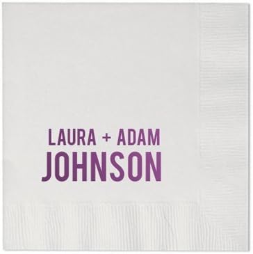 Personalized White Wedding Cocktail Napkins, set of 100