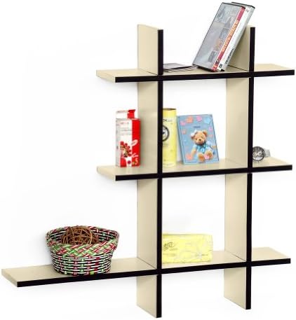 Trista - [Stylish Beige-A] Leather Cross Type Shelf / Bookshelf / Floating Shelf (5 pcs)