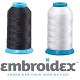 Set of 2 HUGE Bobbin Thread for Sewing And Embroidery Machine 1 Black and 1 White 5500 Yards Each - Polyester - Embroidex