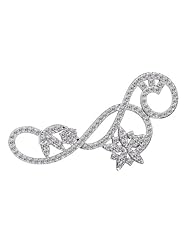 Cubic Zirconia and Sterling Silver Swirl with Flower Pin
