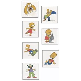 Simpsons Mini Temporary Tattoo Set - Bart, Lisa, Homer, and Krusty - Vending Machine Toys by Simpsons