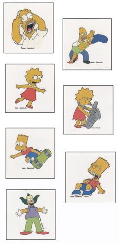 Childrens Toyshop  Toys : Simpsons Mini Temporary Tattoo Set - Bart, Lisa, Homer, & Krusty - Vending Machine Toys