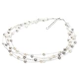 Produkt-Bild: VALERO PEARLS 5-str&auml;ngige S&uuml;&szlig;wasser-Zuchtperlen Halskette, ca. 43 cm in wei&szlig;/silber 60400320