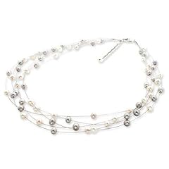 VALERO PEARLS 5-str�ngige Perlenkette, ca. 43 cm + 5 cm Verl�ngerung in wei�/silber 60400321