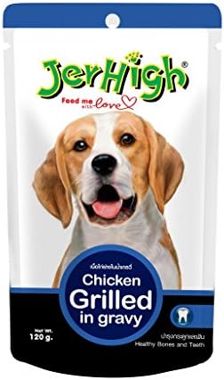 JerHigh Grilled Chicken in Gravy Dog Meal with Calcium and Vitamin D Great Taste for Great Happiness 120g.