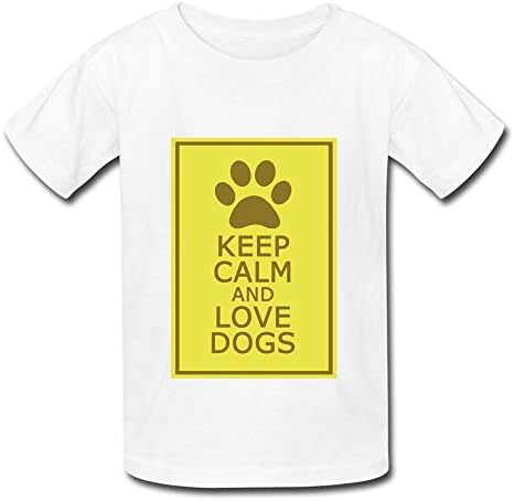 OXL Big Boys' Keep Calm Love Dogs Cotton Funny Teen Shirt White L