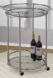 Chrome finish drinks serving cart with rails \ end table