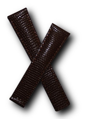 WSW Dark Brown Lizard Grain leather watchband with brown stitching to fit TAG Heuer Monza models
