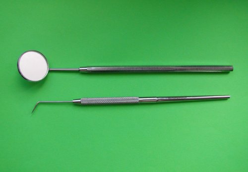 Produkt-Bild: Set: Dentalspiegel ( Vergr&ouml;&szlig;erungsspiegel ) + Sonde ( winkel ) Mundspiegel Nr. 5