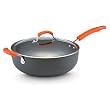 Rachael Ray Hard Anodized II Nonstick Dishwasher Safe Covered Chef Pan, 6-Quart, Orange