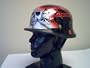 German Red Tribal Flame Skull Novelty Helmet Large