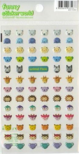 Kawaii Funny Animal Face Soft & Raised Puffy Sticker, 2 Sheets, #24177