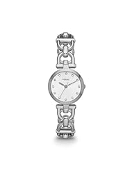 Fossil Olive Silver-tone Dial Stainless Steel Link Bracelet Ladies Watch ES3348