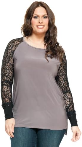 Artizan Plus Size Womens Laced with Style Lounge/Tunic Top Taupe OS