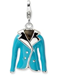 Sterling Silver 3 D Enameled Blue Jacket with Lobster Clasp Charm