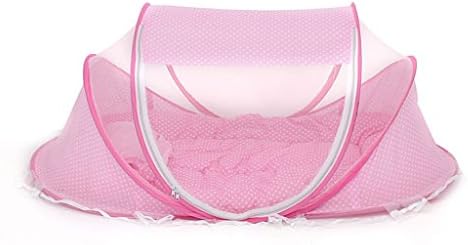 Flii® New Baby Crib 0-3 Years Baby Bed With Pillow Mat Set Portable Foldable Crib With Netting Newborn Cotton Sleep Travel Bed -Pink