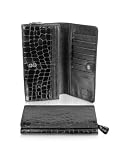 Luana Hares Croco Black Stamped Continental Wallet